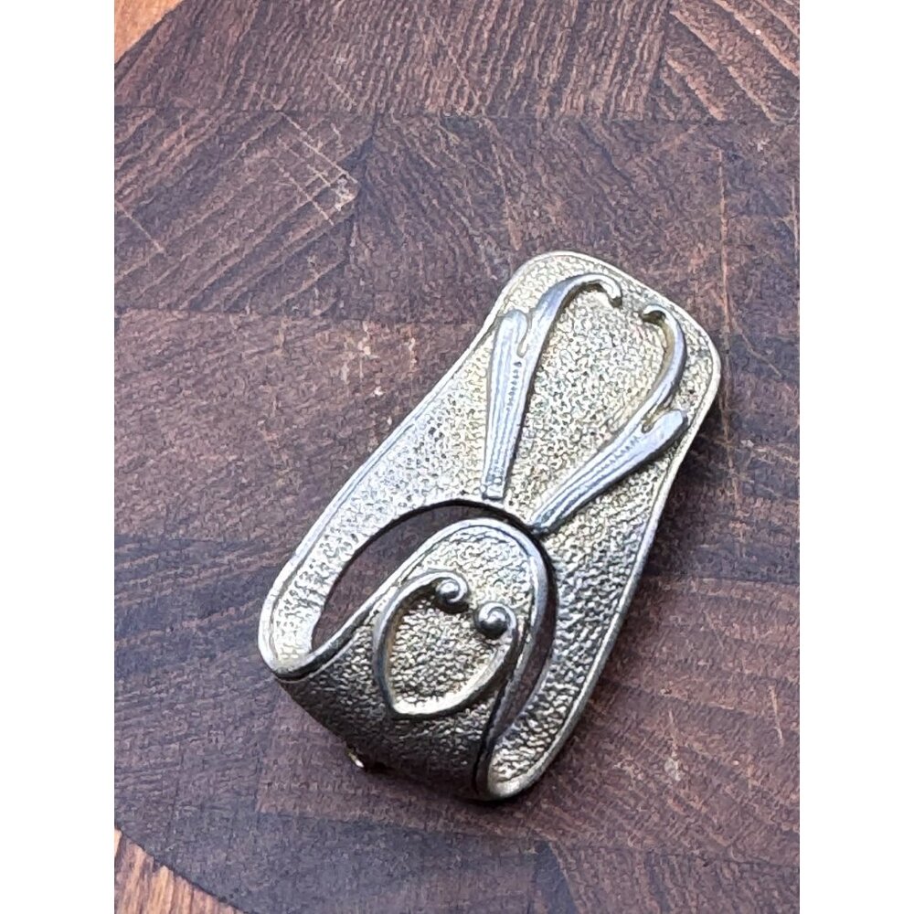 Vintage Signed Coventry Gold-Tone Textured  Split Trick Brooch With Abstract Art